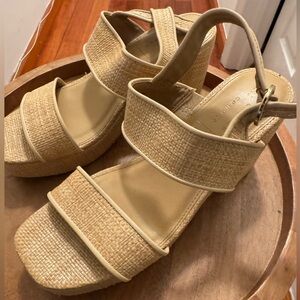 Chic Tan Woven Wedge Sandals